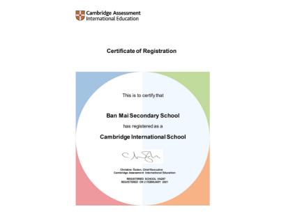 Trung học cơ sở Ban Mai là Trường quốc tế Cambridge (Mã số VN287)
